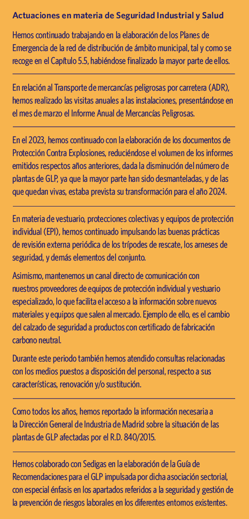 Actuaciones en materia de Seguridad Industrial y Salud